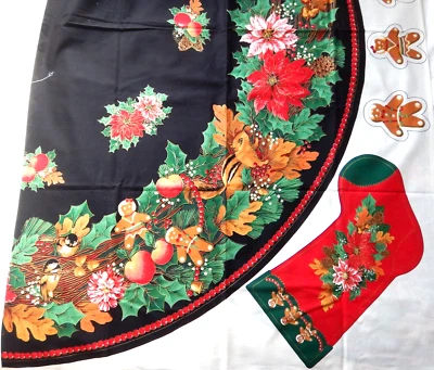 Concord Fabrics Joan Kessler 58" Tree Skirt & Stockings 2 Panels ©1993 - Image 1 of 2