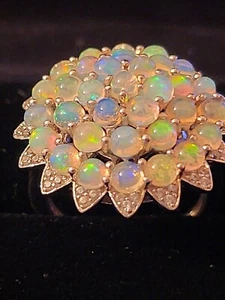 Colleen Lopez Ethiopian Opal & Zircon Big Flower Ring Size 10 NWOT - Picture 1 of 12