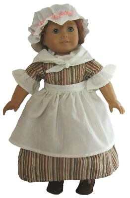 Felicity Inspired Colonial Historical Work Dress Mob Cap American Girl Size Doll