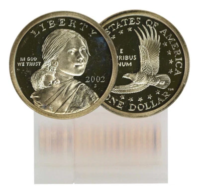 2002-S Proof Sacagawea Dollar 25-Coin Roll - Image 1 of 3