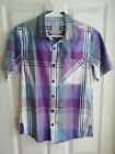 Fat Face Mens Shirt Size Small Summer Short Sleeve Collared Checked Smart Purple