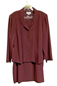 Danny & Nicole Damen Rock Anzug Burgund Übergröße 26 W Gummibund Knopfleiste - Bild 1 von 14