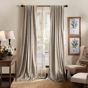 Martha Stewart Lucca Velvet Blackout Back Tab Window Curtain Panel Pair, 84",... - Picture 1 of 7