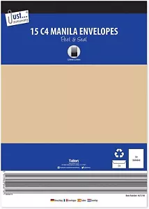 Tallon Just Stationery C4 Peel & Seal Manila Envelopes (Pack of 15) 4671 - Picture 1 of 1