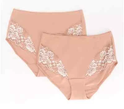 Breezies Luxe Lace Two Tone Hipster Brief Set of 2-Rosewood-Small-NEW-A632187 - Image 1 of 2