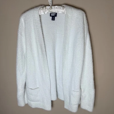 Lands End Open Front Cardigan Sweater Womens XL Extra Large 14-16 White Cream - Image 1 of 4