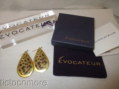 DESIGNER EVOCATEUR LEOPARD LARGE HUMPHREYS DANGLE EARRINGS HS404 RETIRED NOS - Image 1 of 4