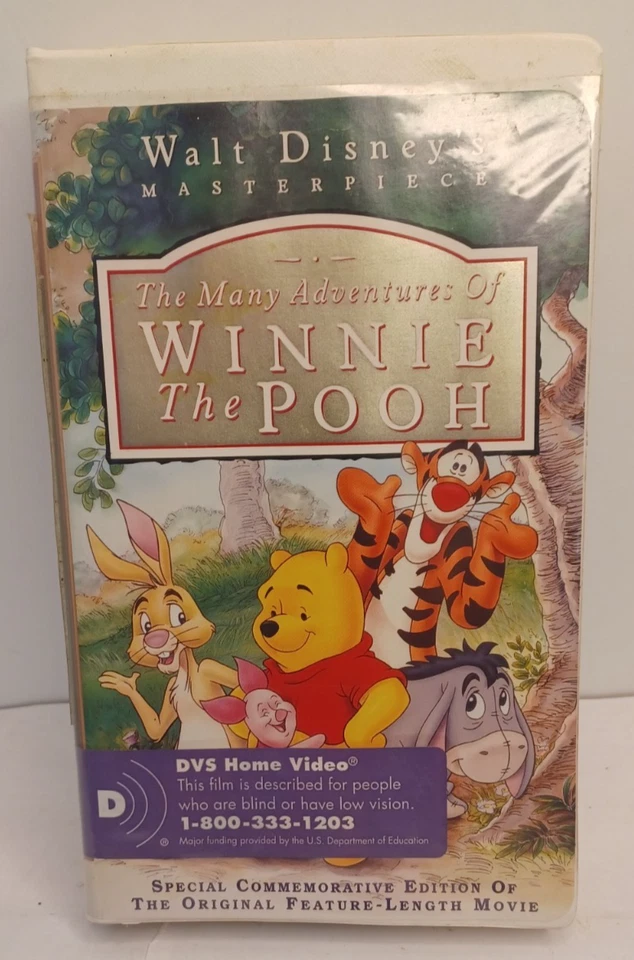 Extremely Rare Disney Winnie the Pooh Braille DVS Black Diamond VHS Tape - Image 1 of 3
