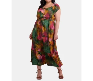 Terra & Sky Women's Plus Crinkle Off Shoulder Maxi Dress, Size: 4X(28W-30W) - Picture 1 of 4