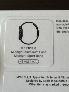 GPS Only Apple Watch Series 8 45MM Black Aluminum Midnight Sport Band MNUJ3LL/A - Photo 1 sur 5