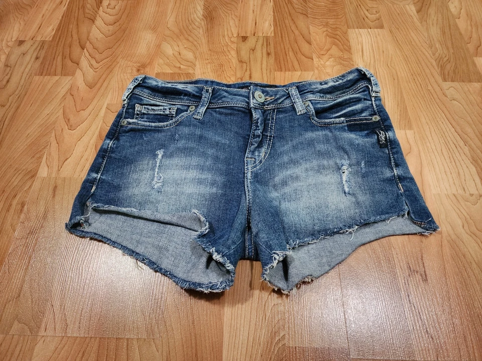 Pantalones Cortos Jean Plateados Berkley Talla 28 X 4 Medidas En Fotos Desgastados Corte Foto 1 de 4