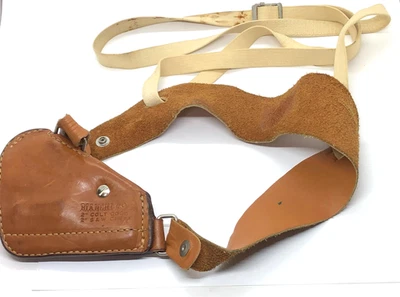 VTG Bianchi #9R S&W Chief Colt Cobra Brown Leather Upside Down Shoulder Holster - Image 1 of 4