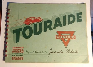 1941 Touraide By Conoco Travel Bureau Road Map '41 Buick Sedanette Route 66 Trip - Bild 1 von 12