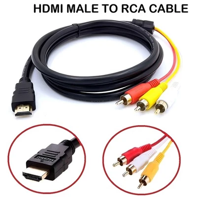 1080P HDMI Male To 3 RCA Video Audio AV Component Converter Adapter Cable HDTV - Image 1 of 4