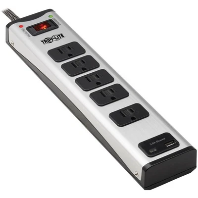Tripp Lite Surge Protector Power Strip 5-Outlet Metal with USB-A & USB C - Image 1 of 4