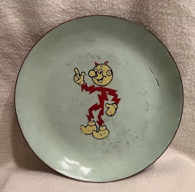 Vintage Reddy Kilowatt Enameled Copper Plate 6” Dish Kitchen Vintage - Image 1 of 3