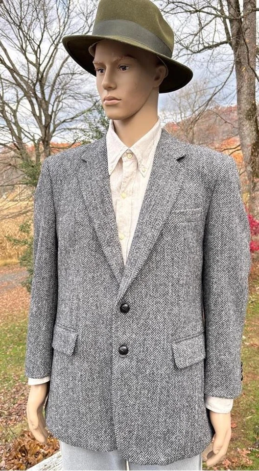 Classic Harris Tweed Wool Blazer Jacket Men's Size 40S Gray - Image 1 of 4