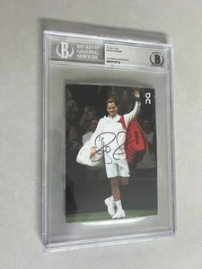 Tarjeta promocional encapsulada firmada por Roger Federer Beckett certificado de autenticidad BAS 4x6 tenis - Imagen 1 de 1