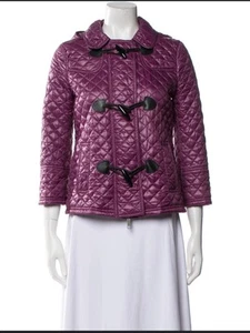 Burberry London Women’s Size 6 Purple Nylon Puffer Coat Toggle Closure Hooded - Picture 1 of 13