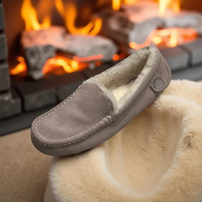 Zapatillas mocasín NEOB Fireside By Dearfoams rosa pálido piel de oveja Mel talla 11 Foto 1 de 4