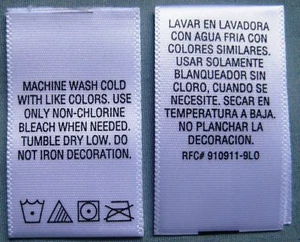 250PCS WHITE PRINTED SEWING GARMENT  CLOTHING CARE LABEL  MACHINE WASH COLD - Picture 1 of 1