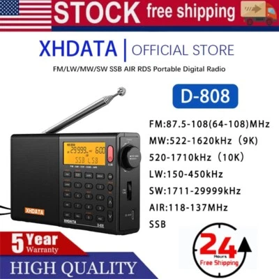 XHDATA D-808 Portable Radio FM stereo/SW/MW/LW SSB AIR RDS Multi Band Receiver - Image 1 of 4