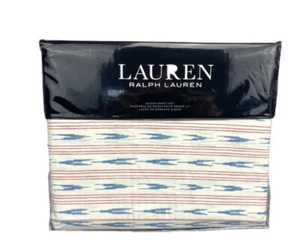 Lauren Ralph Lauren Lucie Ikat Stripe QUEEN Cotton Deep Sheet Set 4pc MSRP $170 - Picture 1 of 3