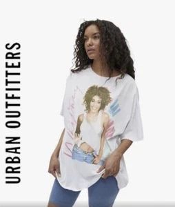 Urban Outfitters Women's T Shirt S/M Whitney Houston 1987 Oversized White NWT - Picture 1 of 10