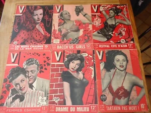 LOT 6 numéros Revue V entre N° 92 et N° 165 1946 - 1947 / Vintage Pin up - Imagen 1 de 1
