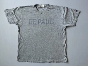 Vintage De Paul Blue Demons Champion Sz Large T-Shirt Gray Short Sleeve GUC - Picture 1 of 8