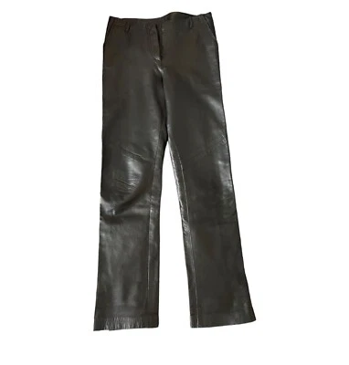 Vintage 90’s CROPPED BLACK LEATHER PANTS S 27 Leggings High Waist Goth Trousers - Image 1 of 4