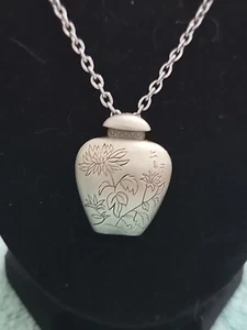 Vintage Jonette Jewelry pewter Floral Urn Necklace PT1 - Picture 1 of 7