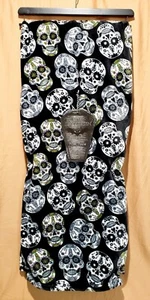 Crestmills 💀Tag der Toten💀 Sugar Skull Plüsch Überwurf Decke 60" x 70" Neu mit Etikett - Bild 1 von 7