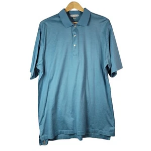 Peter Millar Golf Polo Shirt Blue XL Short Sleeve 3 Buttons Striped 100% Cotton - Picture 1 of 7