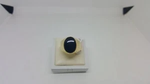 Anillo De Hombre En Oro Amarillo 18KT 750 Con Ágata Negra 5,6 Gr. N. 20 (5610) - Imagen 1 de 11