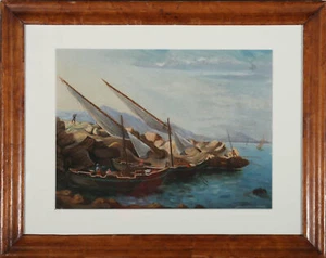 Framed Late 19th Century Pastel - Boarding at the Quay - Picture 1 of 6