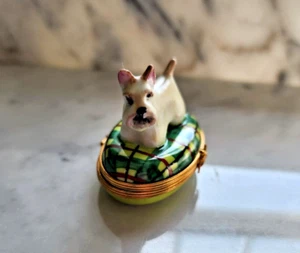Limoges Peint Main Pierre Arquie France Westie Trinket Box Limited Edition - Picture 1 of 7