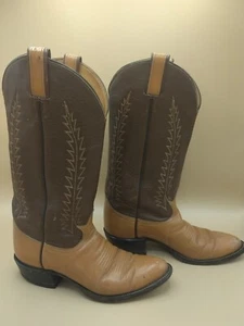 Vtg Tony Lama Women's Boots Leather Brown, Almond, Western Size 6 B Black Label - Picture 1 of 18