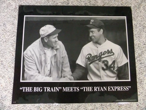 L#819 B&W poster: "The Big Train Meets the Ryan Express", Nolan Ryan, NRMT Cover