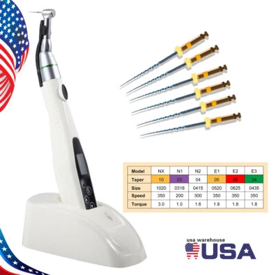 6 Program Cordless Reciprocating Dental Endo Motor 16:1 Handpiece +25MM Files N1 Foto 1 de 2
