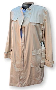 DKNY Women's 100% Cotton, Khaki Trench Coat, Mandarin Collar, Zip Closure - Picture 1 of 12