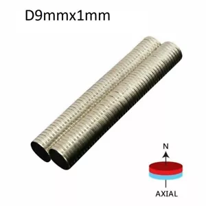 lot 100 500 9mm X 1mm Neodymium Disc Strong Rare Earth N50 Small Fridge Magnets - Picture 1 of 2