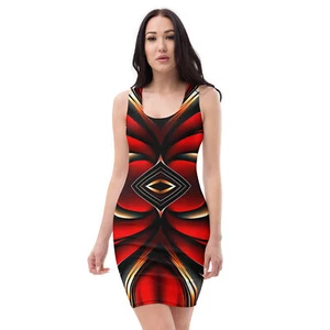 MJLNY - Red & Gold Bodycon Dress - Picture 1 of 21