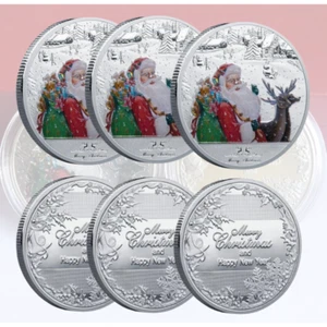 3PCS Merry Christmas Gift Santa Claus Commemorative Coin Colorful Christmas Coin - Picture 1 of 6