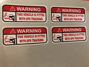 4 x SMALL GPS Tracking warning sticker tracking - Picture 1 of 4