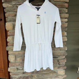 Polo Ralph Lauren Girls' Hooded Terry Swim Cover-Up White Large 12/14 NWT - Picture 1 of 5