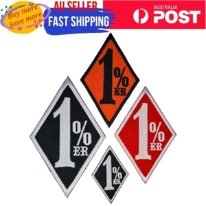 One Percenter 1%ER Iron on Patch Percent Percentage Black Diamond White Border - Picture 1 of 5