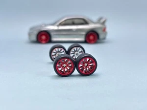 R558 Custom Paint Candy Red Hotwheels 1/64 Real Rider 10 Spoke CE28 Long 10mm - Picture 1 of 5