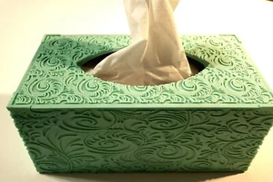 3D Printed Designer Facial Tissue Dispenser Box Cover Holder with Flower Pattern - Picture 1 of 3