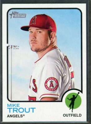 2022 Topps Heritage Mike Trout #100 Error Variation SP - Angels (M) - Image 1 of 2